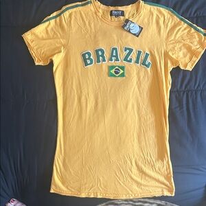 Retro Yellow Brazil Tee with Green Accents